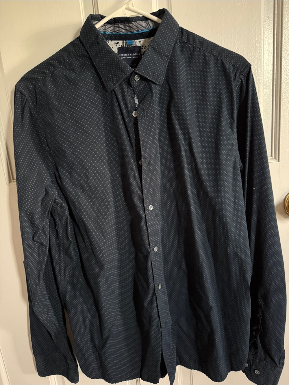 Denim & Flower Men's Navy Microdot Dress Shirt